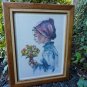 Vintage Hand Tinted Victorian Girl Etching Signed Listed Artist Philip Alfieri