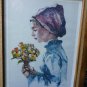 Vintage Hand Tinted Victorian Girl Etching Signed Listed Artist Philip Alfieri
