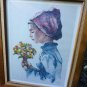 Vintage Hand Tinted Victorian Girl Etching Signed Listed Artist Philip Alfieri