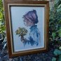 Vintage Hand Tinted Victorian Girl Etching Signed Listed Artist Philip Alfieri
