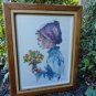 Vintage Hand Tinted Victorian Girl Etching Signed Listed Artist Philip Alfieri