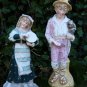 Antique Victorian German Bisque Porcelain Gebruder Heubach Figures Of Man & Lady