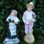 Antique Victorian German Bisque Porcelain Gebruder Heubach Figures Of Man & Lady