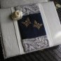 Vintage wedding guest book art nouveau butterflies silk and lace