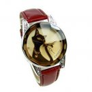 Black Cat Lady's Fashion Quartz Wrist Watch with Crystal Glass Surface