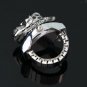 Lady' Stainless Steel Silver Ring Watch with Skull Snake Cover