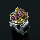 Lady's Stainless Steel Silver Ring Watch with Diamond Frog Cover