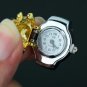 Lady's Stainless Steel Silver Ring Watch with Diamond Frog Cover