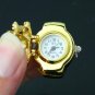Lady's Stainless Steel Golden Ring Watch with Diamond Frog Cover