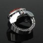 Stainless Steel Silvery Ring Watch with Oval-shaped Gemstone Cover