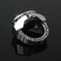 Stainless Steel Silvery Ring Watch with Oval-shaped Gemstone Cover