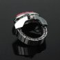 Stainless Steel Silvery Ring Watch with Oval-shaped Gemstone Cover