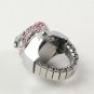 Lady's Stainless Steel Silvery Ring Watch with Diamond Owl Cover