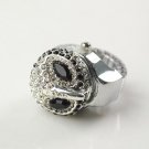 Lady's Stainless Steel Silvery Ring Watch with Diamond Owl Cover