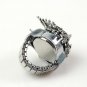 Lady's Stainless Steel Silvery Ring Watch with Black Diamond Kirin Cover