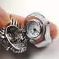 Lady's Stainless Steel Silvery Ring Watch with Black Diamond Kirin Cover