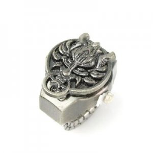 Lady' Stainless Steel Antique Silver Ring Watch with Lion King Cover