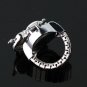 Lady's Stainless Steel Silver Ring Watch with Diamond Owl Cover