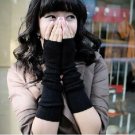 Winter arm sleeve / fingerless gloves / knitted wool cuff - black