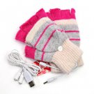 Forever USB warm gloves wool dual-use half the heated gloves red rose