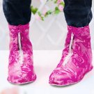 Short printing zipper type waterproof rainproof shoe cover M random color