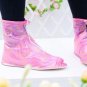 Short printing zipper type waterproof rainproof shoe cover M random color
