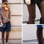 thin Slim vertical striped leggings / thin models pantyhose navy blue