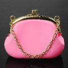 Silica Gel Cute Portable Wallet Purse Coin Bag with Chain pink
