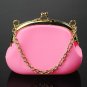Silica Gel Cute Portable Wallet Purse Coin Bag with Chain pink
