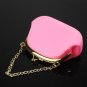 Silica Gel Cute Portable Wallet Purse Coin Bag with Chain pink