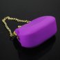Silica Gel Cute Portable Wallet Purse Coin Bag with Chain purpl