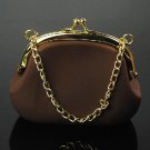 Silica Gel Cute Portable Wallet Purse Coin Bag with Chain brown