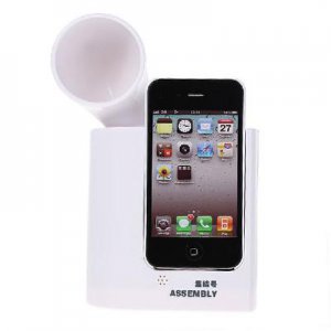 Horn Stand Trumpet Holder Amplifier for iPhone 4/4S - White