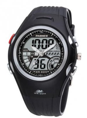 HighQuality PASNEW Water-proof Dual Time Boys Girls Sport Watch--Random Color