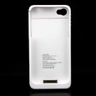 1900mAh External Backup Rechargeable Battery Charger Case Cover For iPhone 4 4S White
