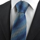 New Checked Navy Blue Gradient JACQUARD WOVEN Men's Tie Necktie
