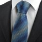 New Checked Navy Blue Gradient JACQUARD WOVEN Men's Tie Necktie