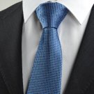 New Checked Navy Blue JACQUARD WOVEN Men's Tie Necktie