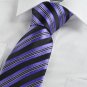 New Striped Purple White Black JACQUARD WOVEN Men's Tie Necktie