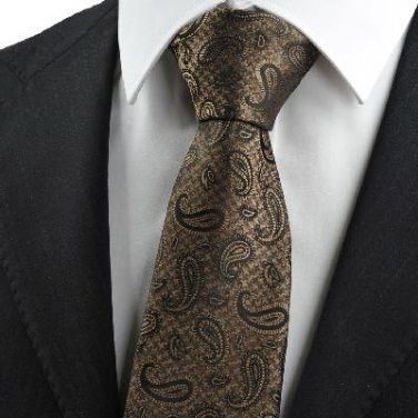 New Brown Paisley JACQUARD WOVEN Men's Tie Necktie
