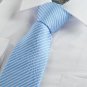 New Striped Blue White JACQUARD WOVEN Men's Tie Necktie