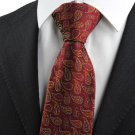 New Colorful Paisley Red Scarlet Burgundy JACQUARD WOVEN Men's Tie Necktie