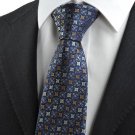 New Brown Blue Bohemian Flora Checked Pattern JACQUARD WOVEN Men's Tie Necktie