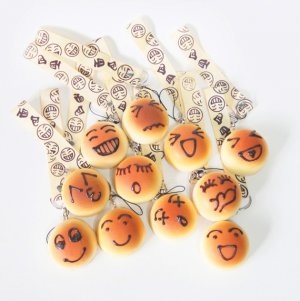 Emoticon Squishy Buns w/ Lanyard (lightly scented)