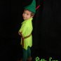 Peter Pan Costume Child Size Faux Lime Green Suede Tunic Green Felt Alpine Hat Green tights