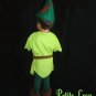 Peter Pan Costume Child Size Faux Lime Green Suede Tunic Green Felt Alpine Hat Green tights