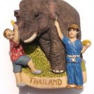 Tourists feeding Elephant Quality 3D fridge Magnet
