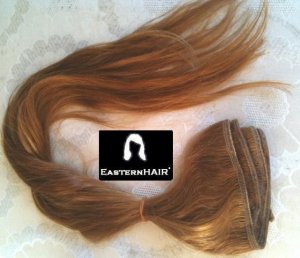 A Dark Blonde Hair Extension, Weft Hair Extension, Remy Dark Blonde Hair Weft