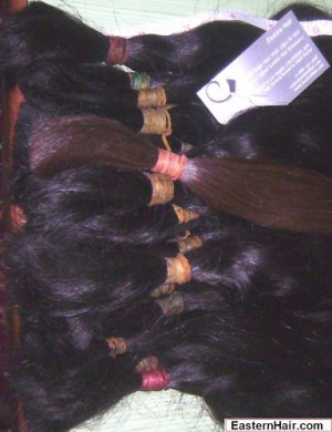 VIRGIN BULK HUMAN HAIR, Ponytail Cuticles protected Russian Soft Remy Human Hair