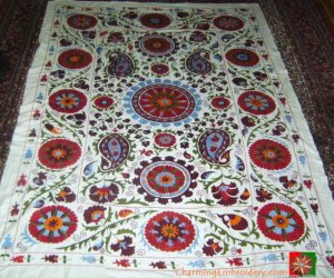 Suzani Hand Craft, Large Wall Hanging, Needle Craft Vintage, Embroidery Suzani
